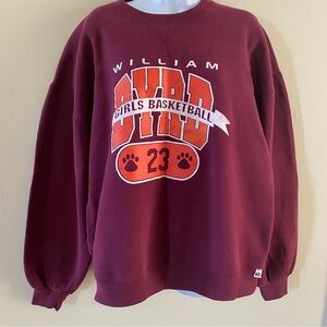 Vin William Byrd Girls Basketball 23 Maroon Sweatshirt Size XL RUSSELL ATHLETIC